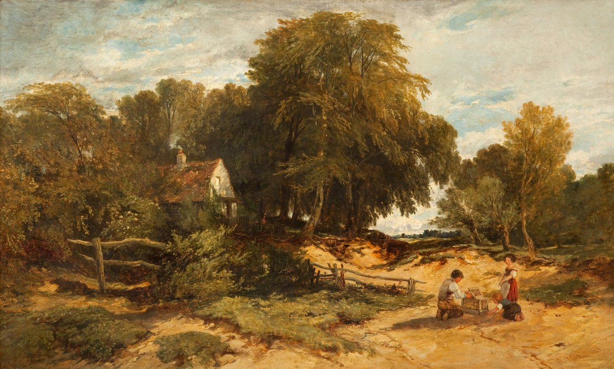 Boslandschap met kinderen, 1845 door William James Muller