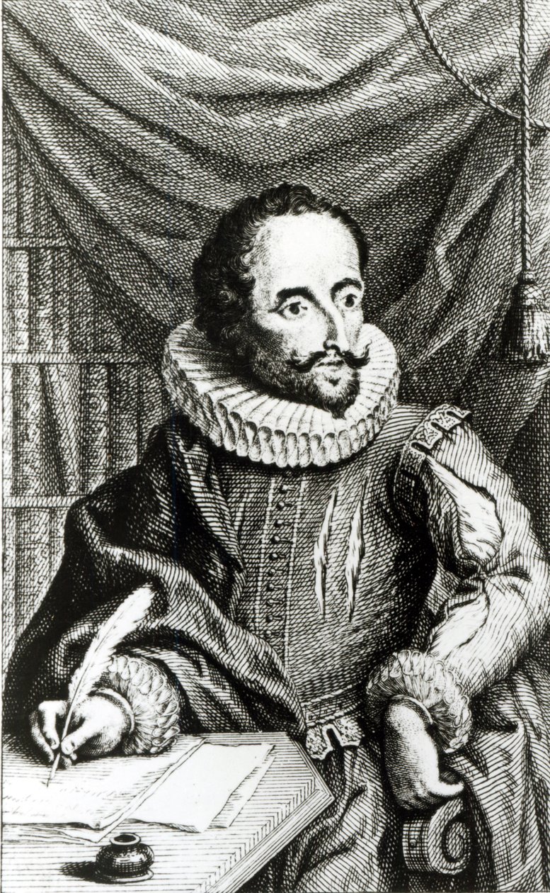 Portret van Miguel de Cervantes Saavedra (1547-1616) gegraveerd door Jacob Folkema (1692-1767) door William Kent