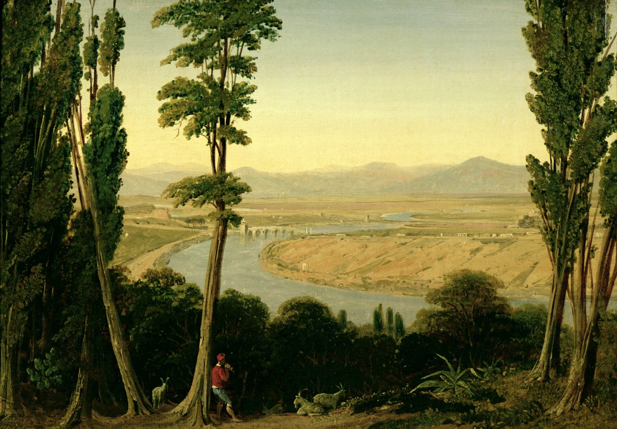 Een Uitzicht op de Tiber en de Romeinse Campagna vanaf Monte Mario, 1829 door William Linton