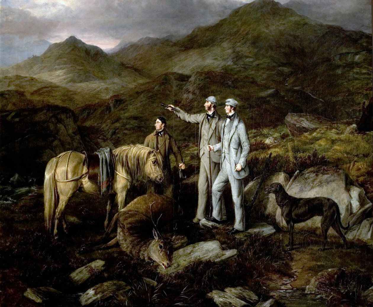 Hertenjacht in Schotland, 1852 door William Luker