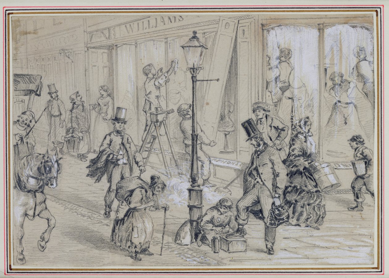 Straatscène in Londen, illustratie bij 