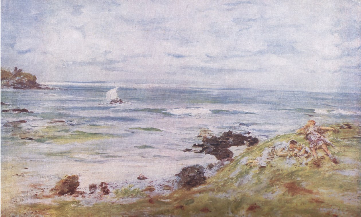 De komst van St. Columba, Bibbys Jaarboek, 1916-1917 door William McTaggart