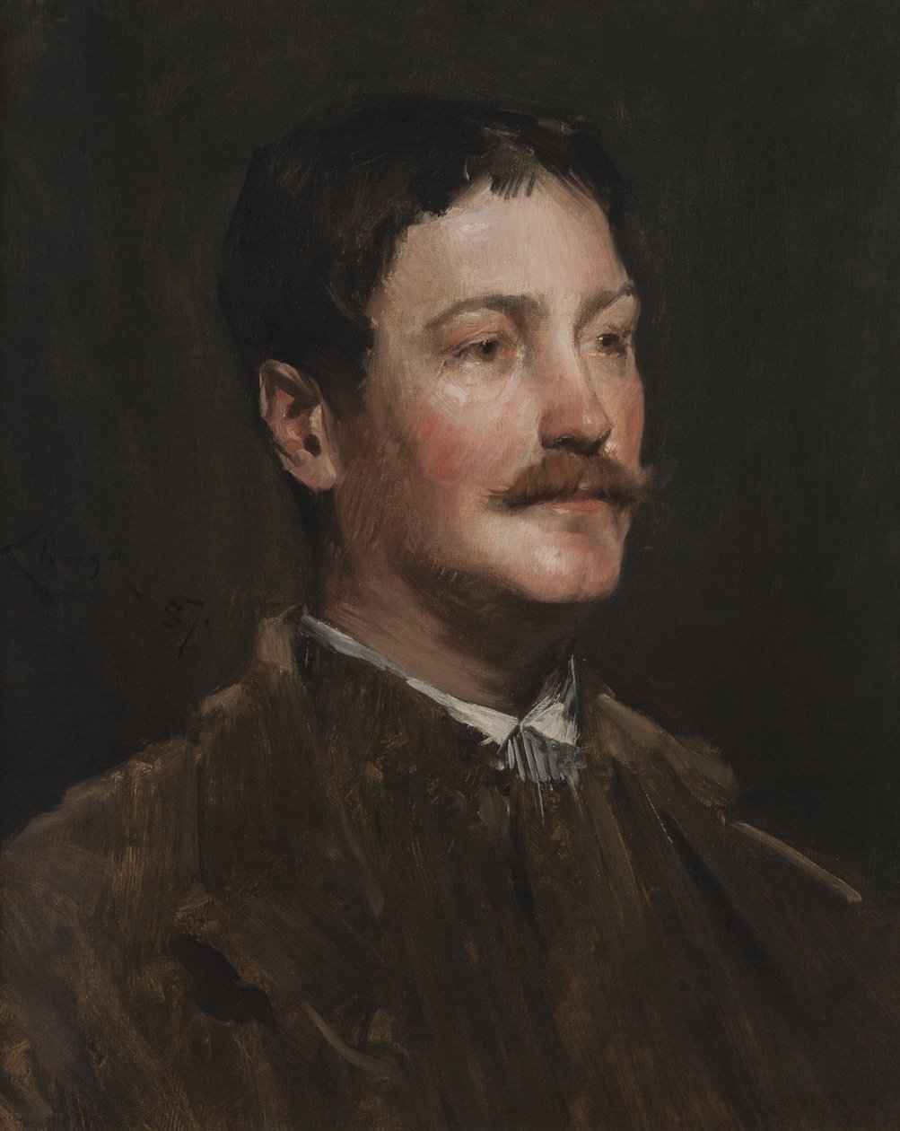 Portret van Thomas Wilmer Dewing door William Merritt Chase