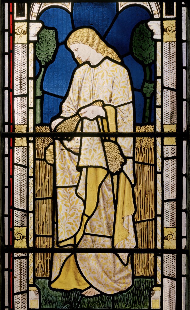 Ruth Tussen het Vreemde Koren, Kerk van Sint Edward de Belijder, Cheddleton, 1868 door William Morris
