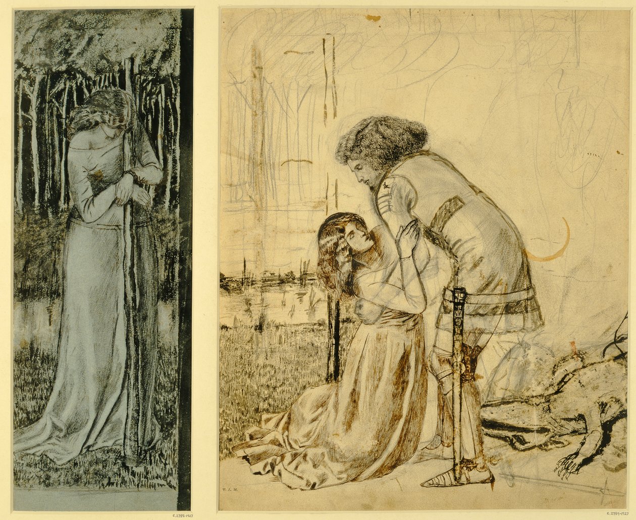 Studie voor de geschilderde panelen op de St. George Kast, ontworpen door Philip Webb (1831-1915), 1861 door William Morris