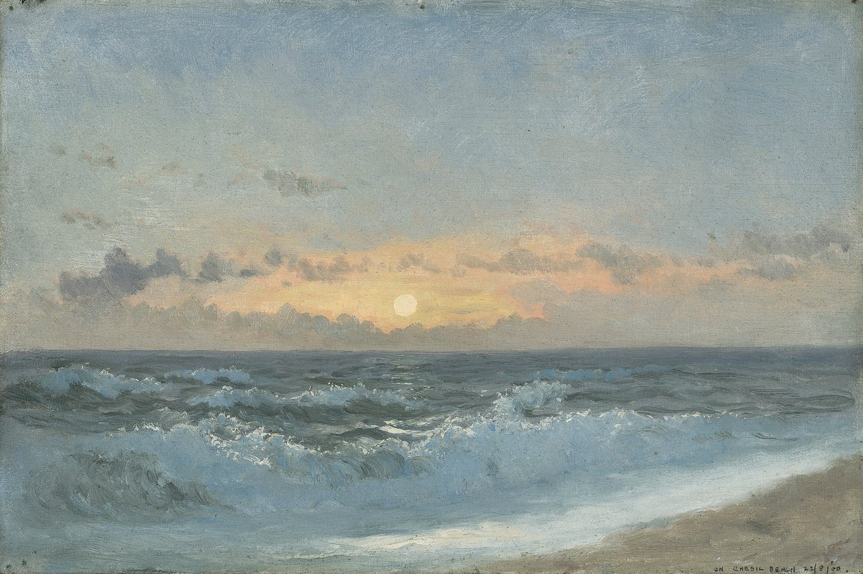 Zonsondergang boven de zee, 1900 door William Pye