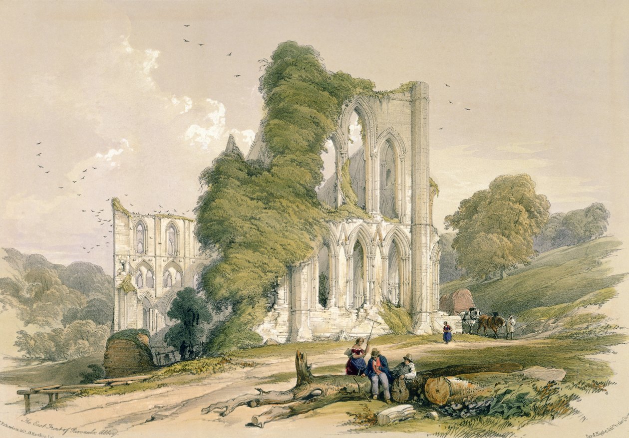 Rievaulx Abbey, vanaf de Oostkant, uit 