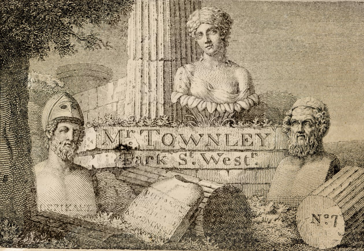 Visitekaartje van Charles Townley (1737-1805) door William Skelton