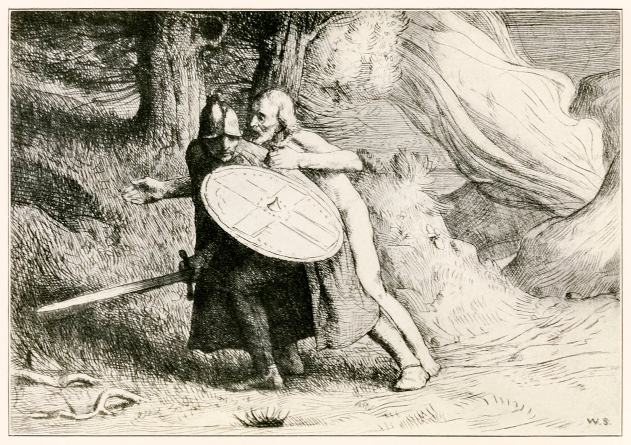De Vallei van de Schaduw des Doods uit De Christenreis naar de Eeuwigheid door John Bunyan, illustratie door William Strang door William Strang