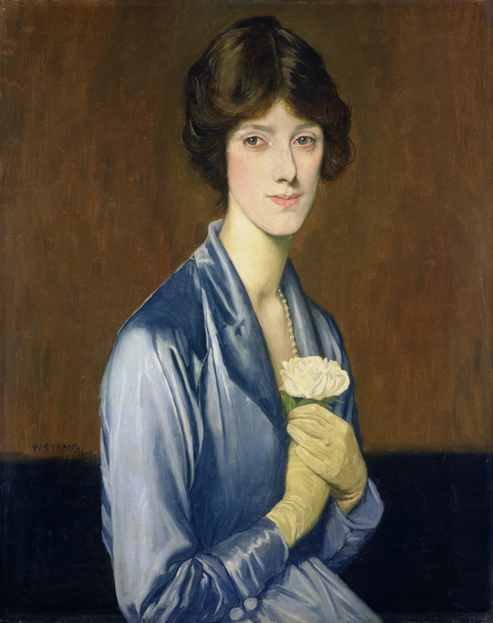 De witte roos (portret van een dame), 1919 door William Strang