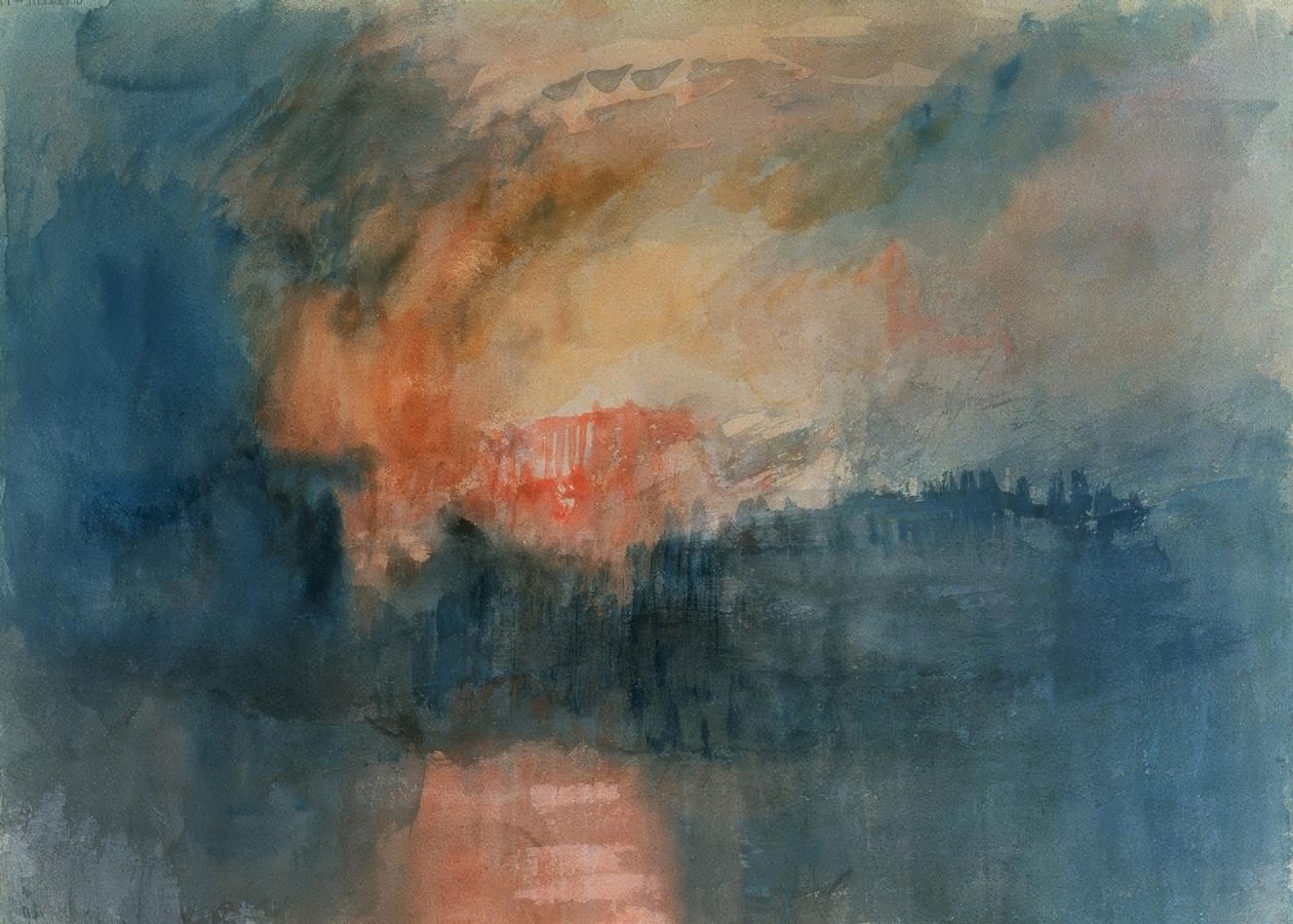 Brand van de huizen van het parlement op 16/10/1834 door Joseph Mallord William Turner