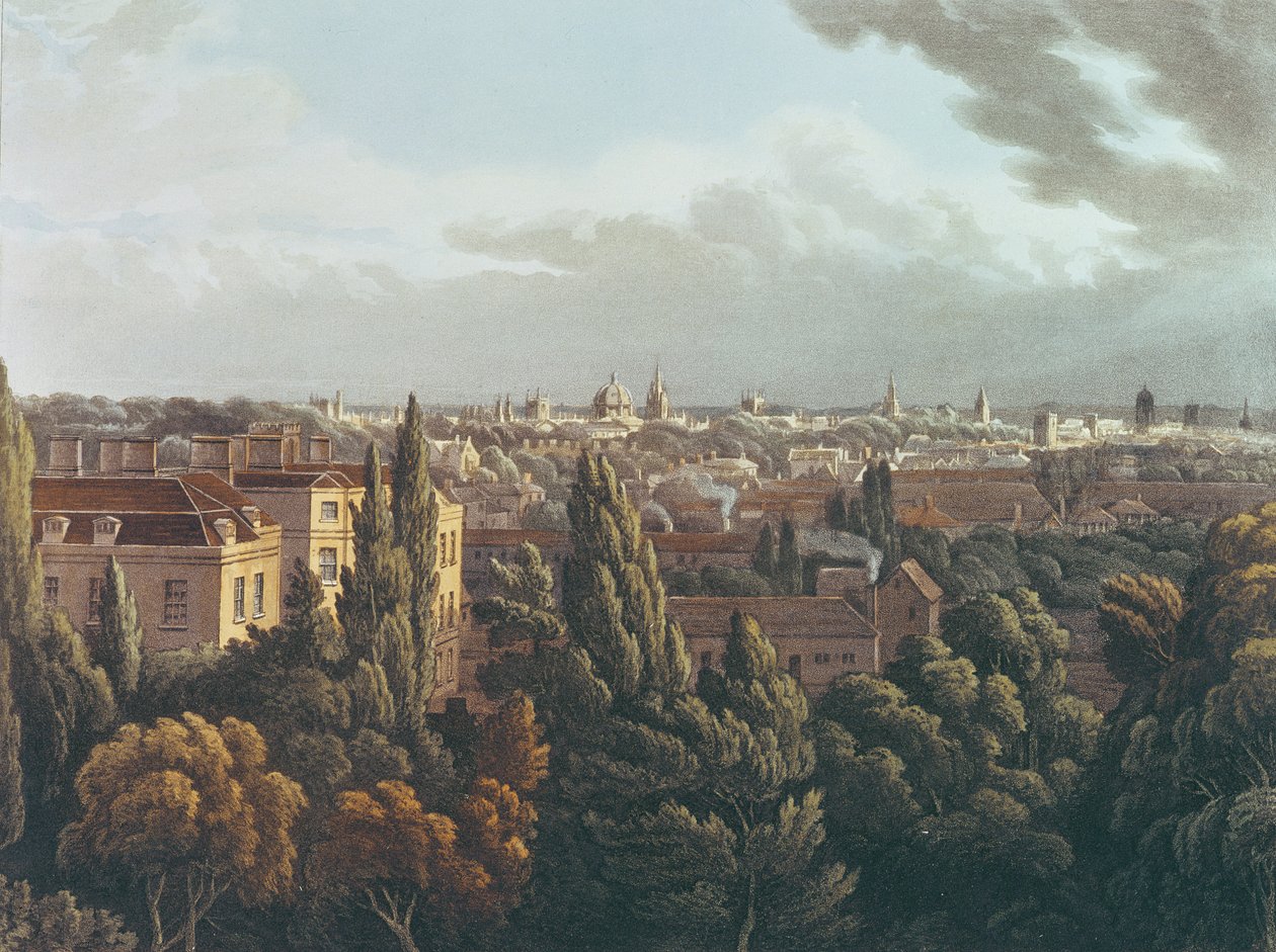 Uitzicht op Oxford vanaf de Galerij in het Observatorium, gegraveerd door J. Bluck, 1 juli 1814 door Joseph Mallord William Turner