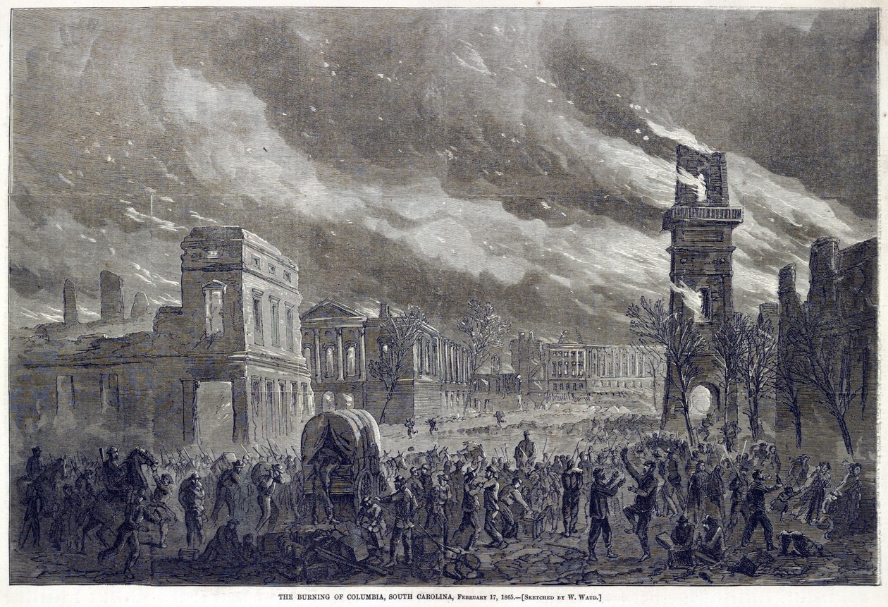 De brand van Columbia, South Carolina, 17 februari 1865 door William Waud