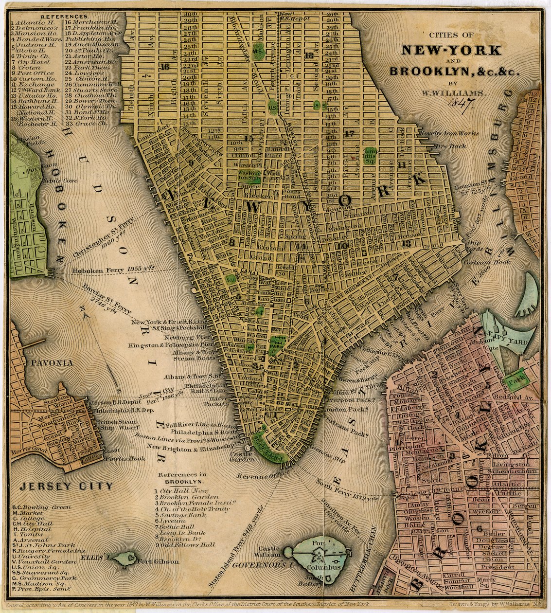 Steden New-York en Brooklyn, ca. 1847 door William Williams