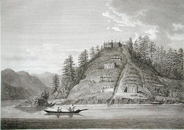 Dorp van de Vriendelijke Indianen bij de ingang van Bute