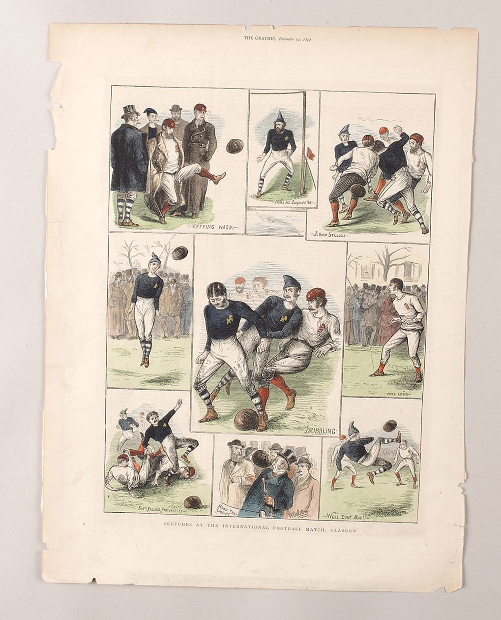 Schetsen bij de internationale voetbalwedstrijd, Glasgow door William (after) Ralston
