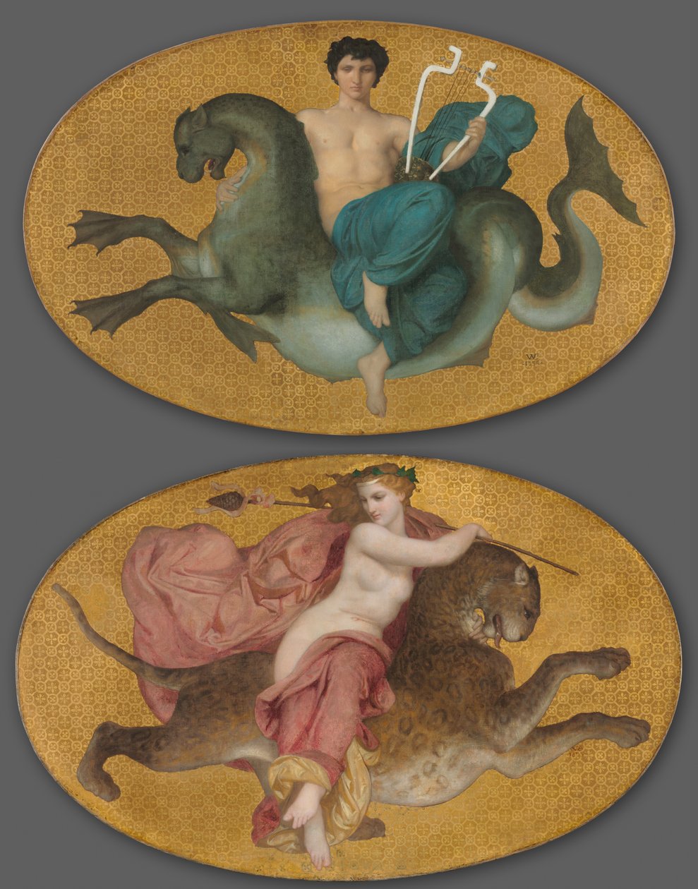 Arion op een zeepaard en Bacchante op een panter (paar) door William Adolphe Bouguereau