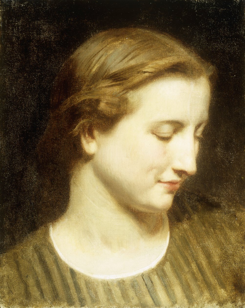 Vrouw in een Gestreepte Jurk door William Adolphe Bouguereau