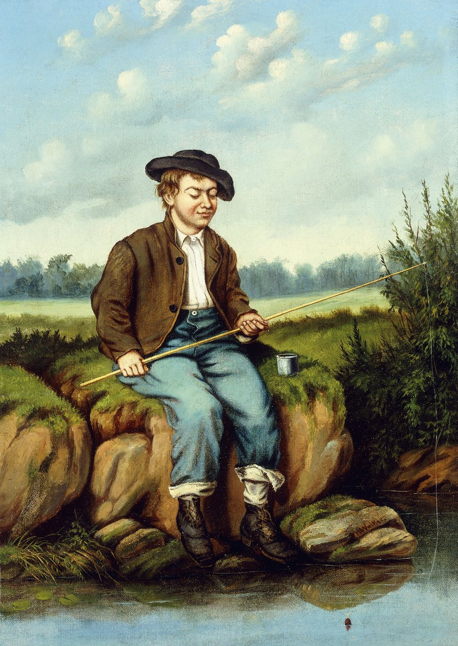 Jongen aan het Vissen door William Aiken Walker