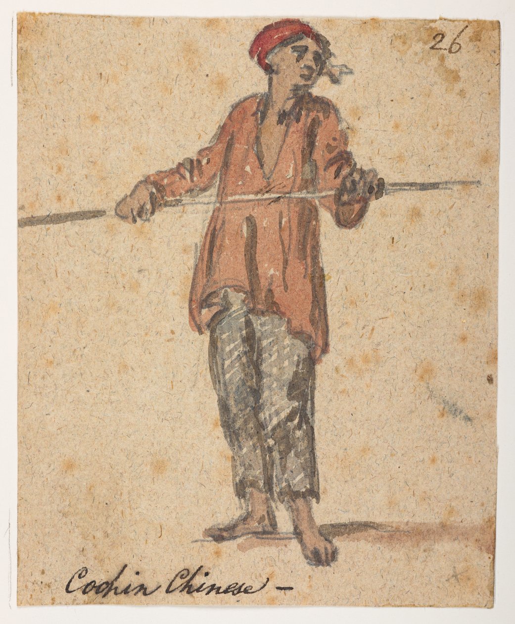 26 Cochin Chinees, uit een Album van 372 tekeningen van landschappen, kustlijnen, kostuums en het dagelijks leven gemaakt tijdens Lord Macartney