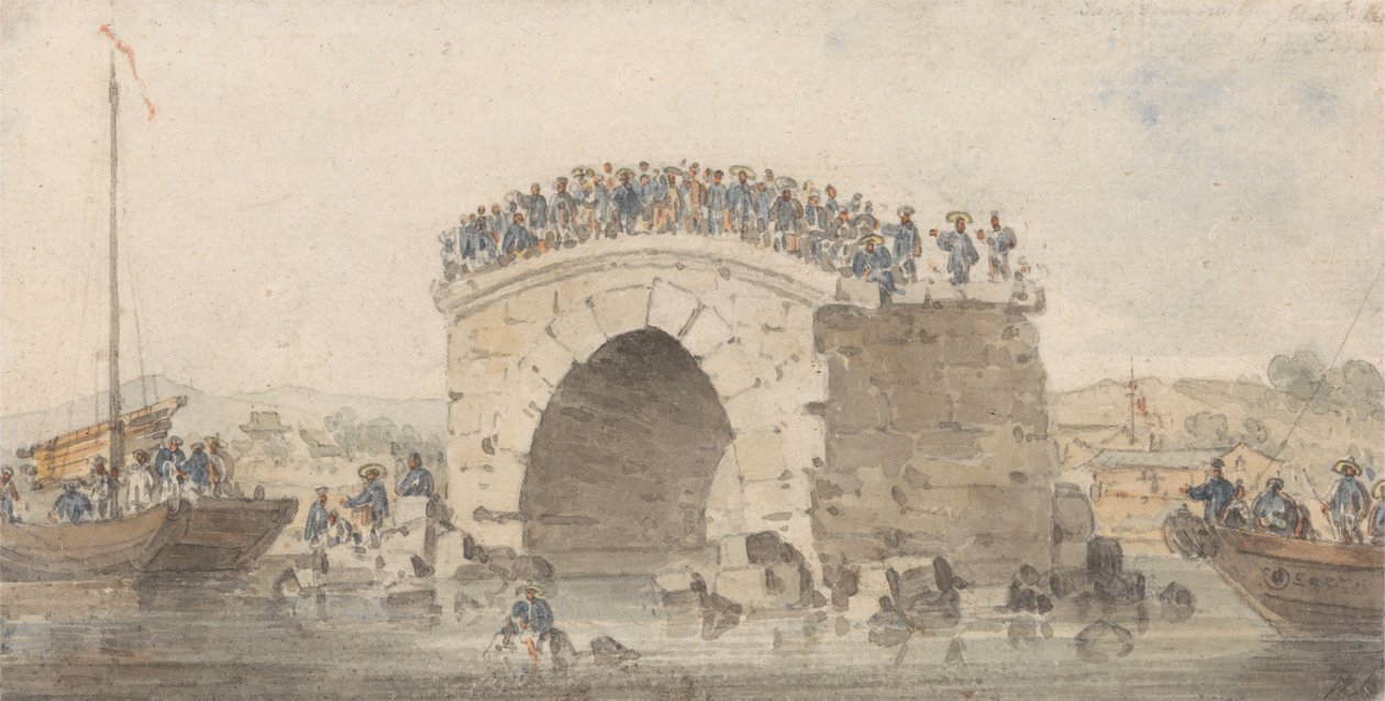 Restanten van een brug bij San-Sien-Wey aan de Pei-Ho nabij Tong-Tcheou, 15 augustus 1793 door William Alexander