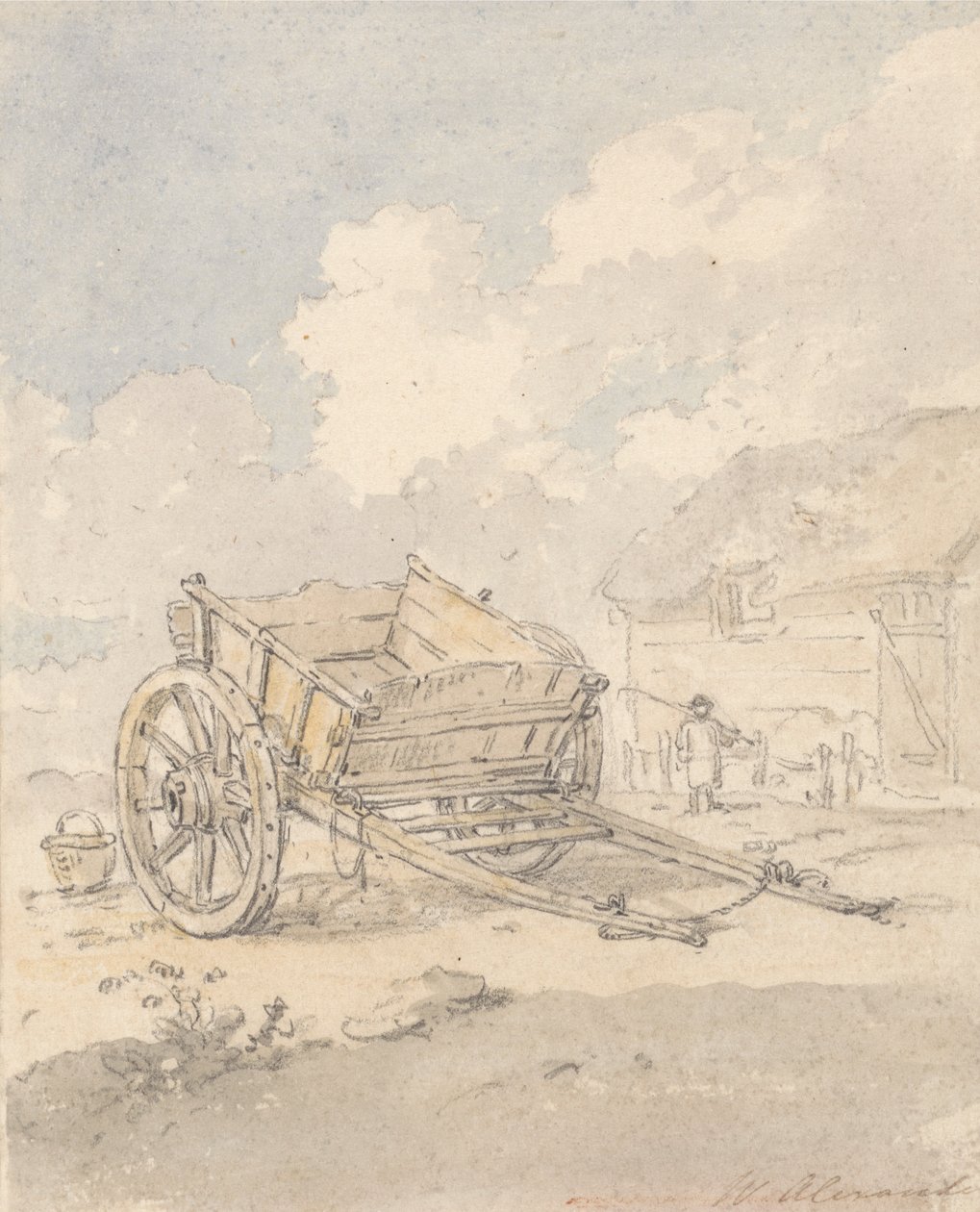 Studie van een boerderijwagen door William Alexander