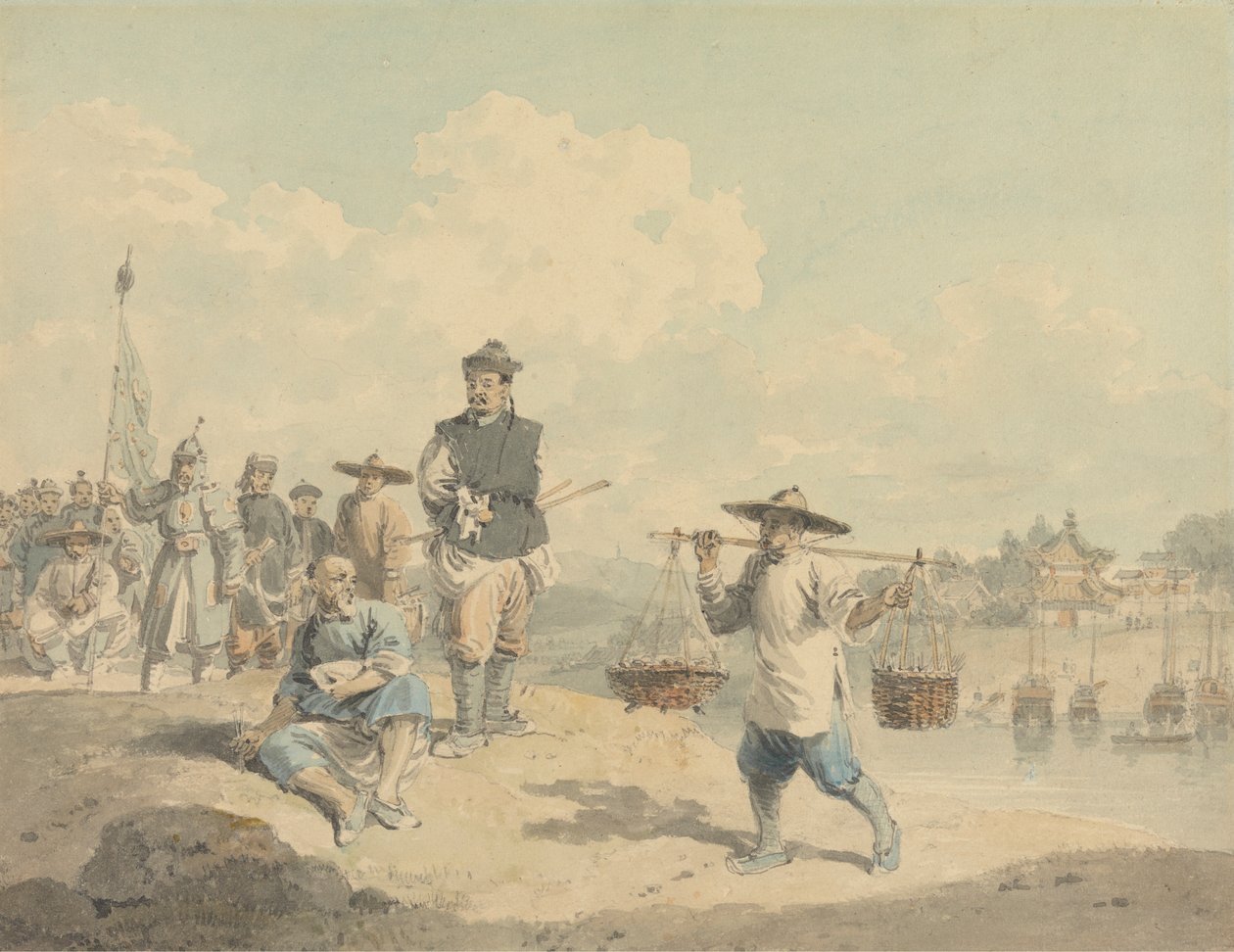 Uitzicht in de provincie Kiang-nan, China, naar de natuur genomen door William Alexander