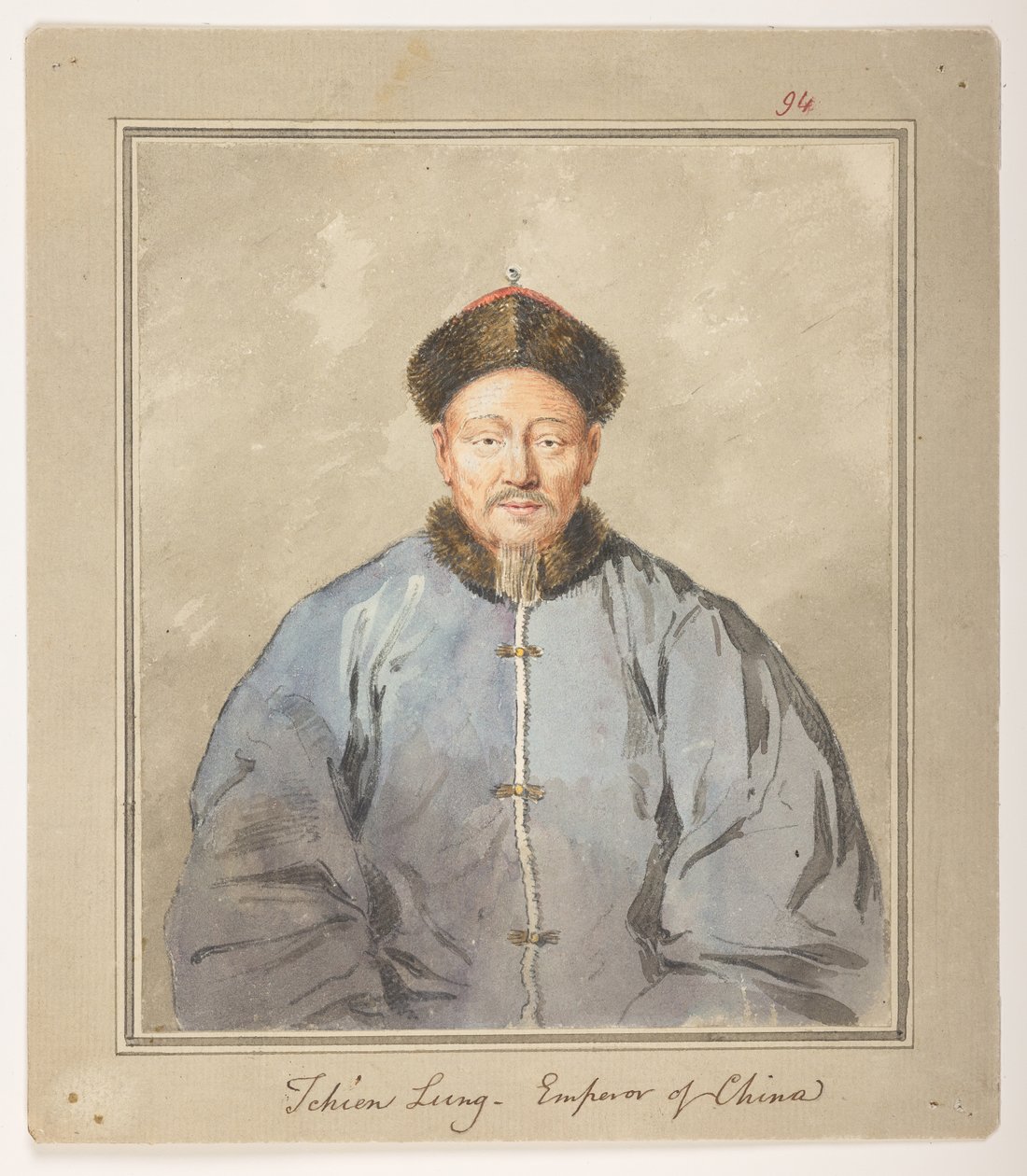WD 959 sectie 1 f.94, Tchien Lung, Keizer van China, c1793. Portret van de Keizer Ch