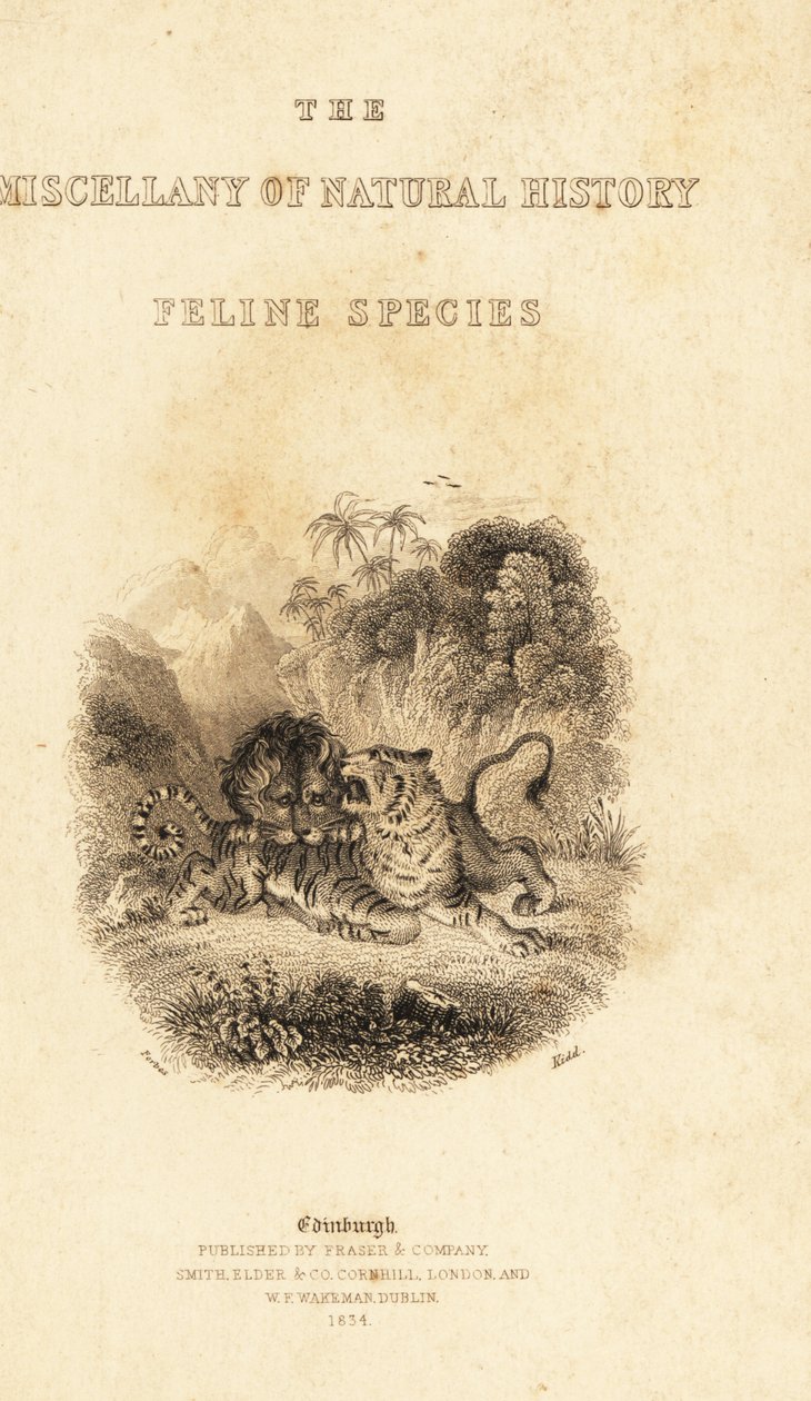 Titelpagina met vignette van een leeuw die een tijger aanvalt door William Alexander Forbes