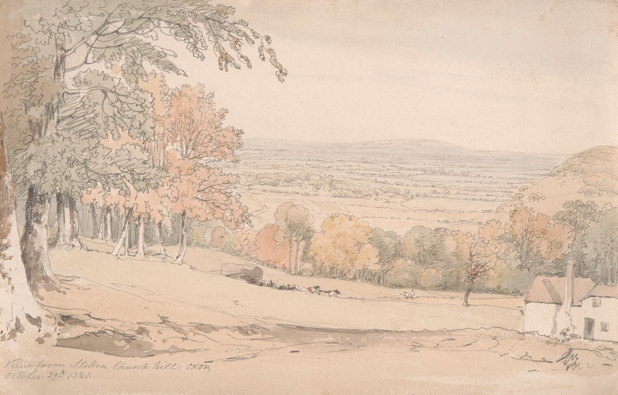 Uitzicht vanaf Stokenchurch Hill, Buckinghamshire door William Alfred Delamotte