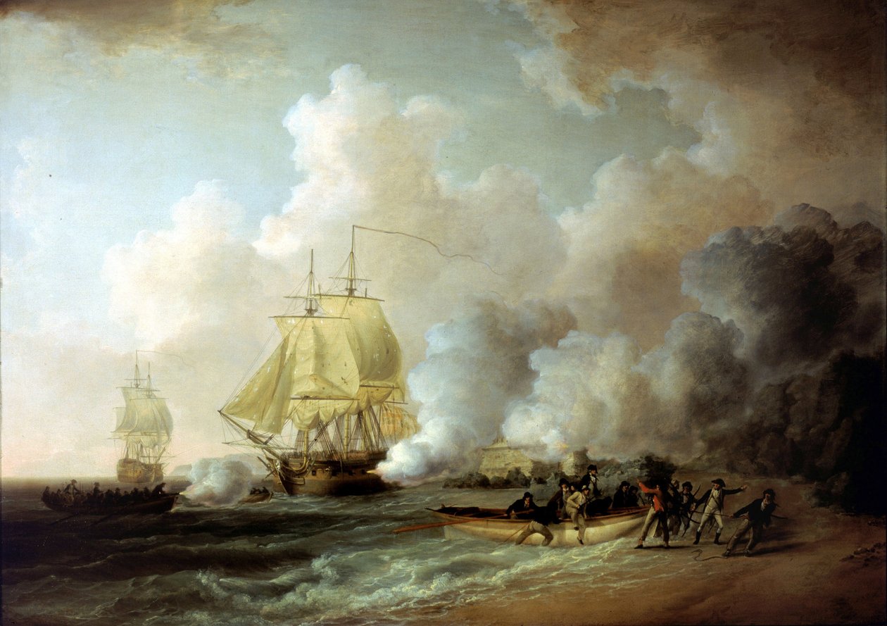 De verovering van Fort Louis (Martinique) door de Britten, op 20 maart 1794 door William Anderson