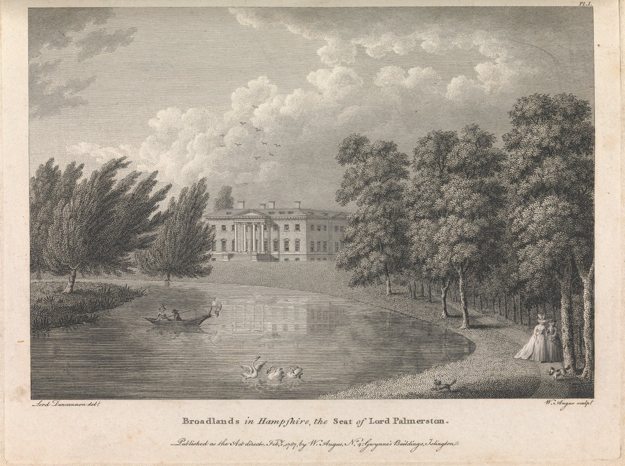 Broadlands in Hampshire, het landgoed van Lord Palmerston (uitgegeven door W. Angus), plaat 1; pagina 42 (Volume One) door William Angus
