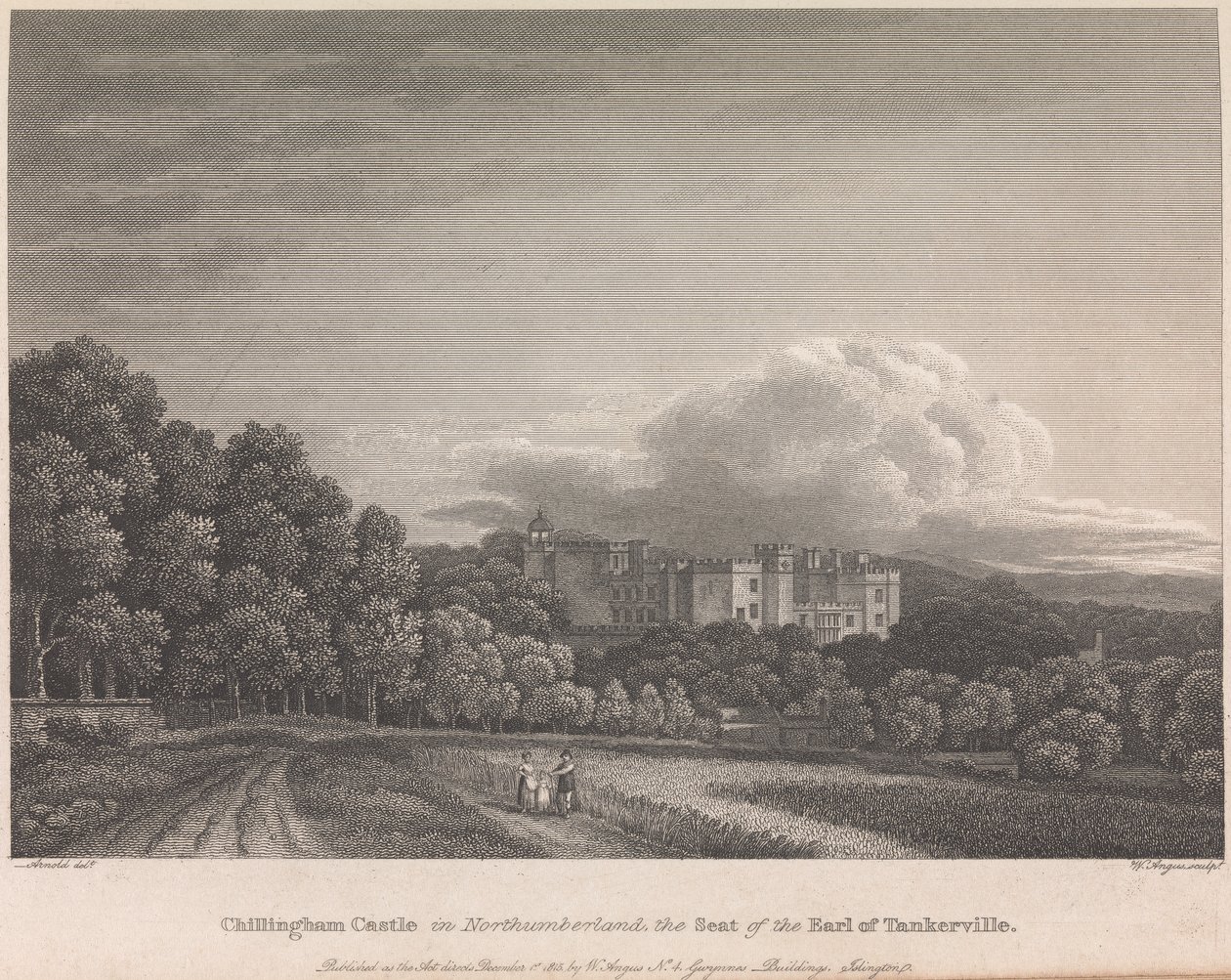 Chillingham Castle in Northumberland, De zetel van de Graaf van Tankerville (uitgegeven door W. Angus): Plaat 62; pagina 62 (Volume Eén) door William Angus