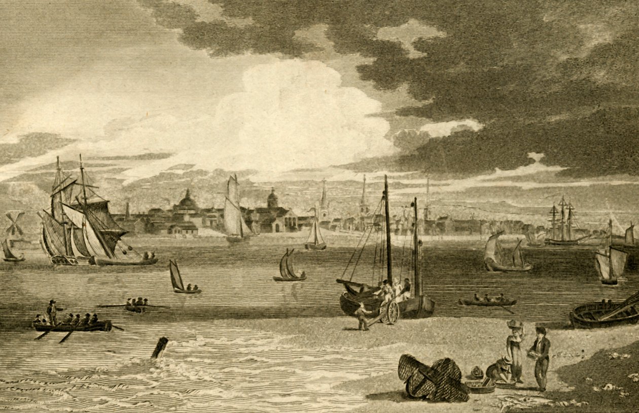 Uitzicht op Liverpool vanaf de veerboot, Lancashire door William Angus
