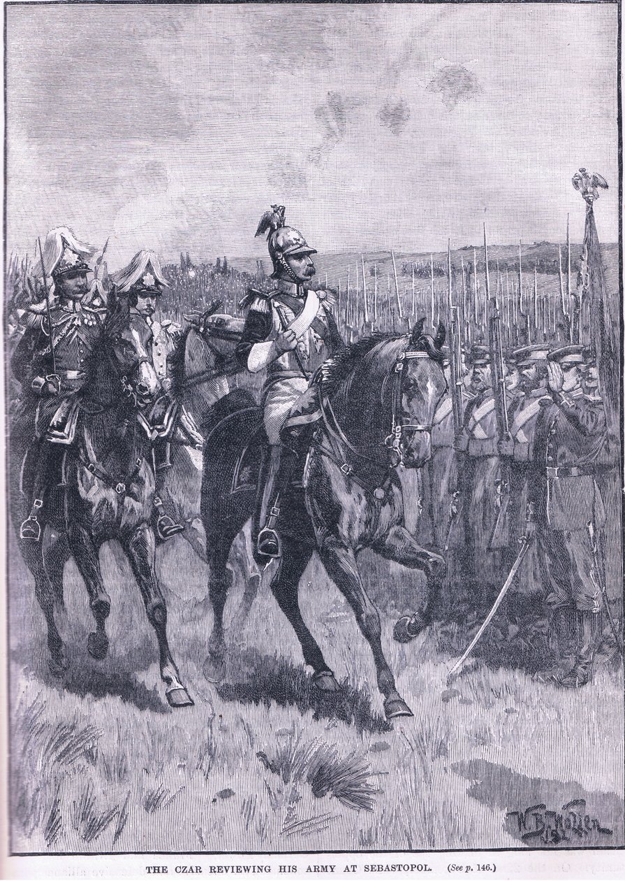 De Tsaar inspecteert zijn leger in Sebastopol, 1856 door William Barnes Wollen
