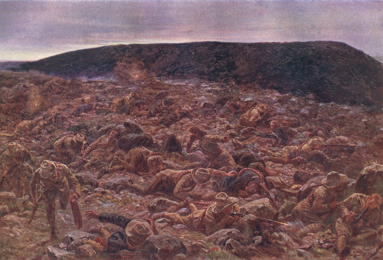 Het Keizerlijke Licht Paard bij Waggon Hill 6 januari 1900, illustratie uit Cassells Geschiedenis van Engeland, 1900s door William Barnes Wollen