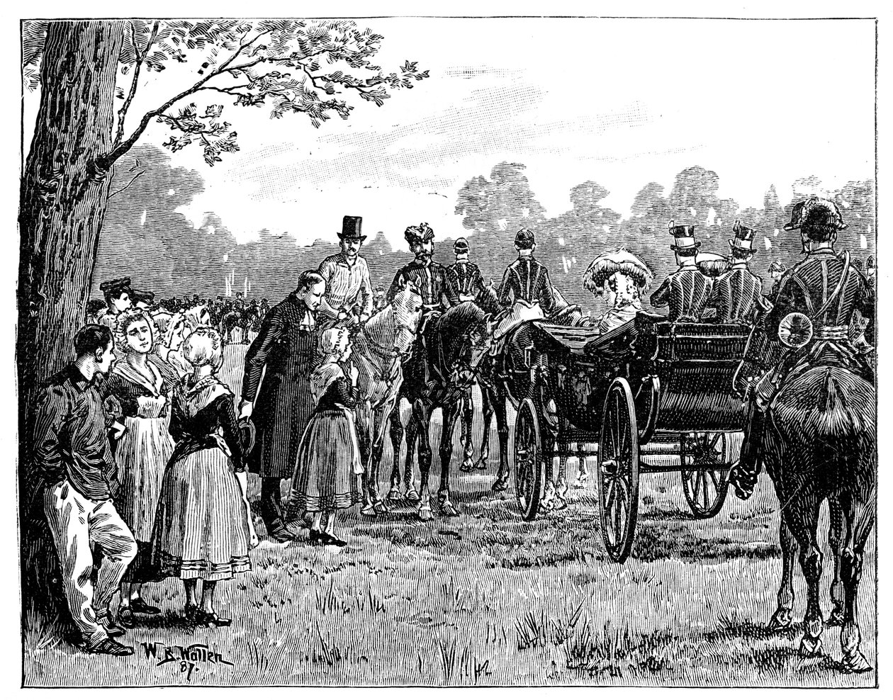De koningin op het feest in het bos van St Germain, Frankrijk door William Barnes Wollen