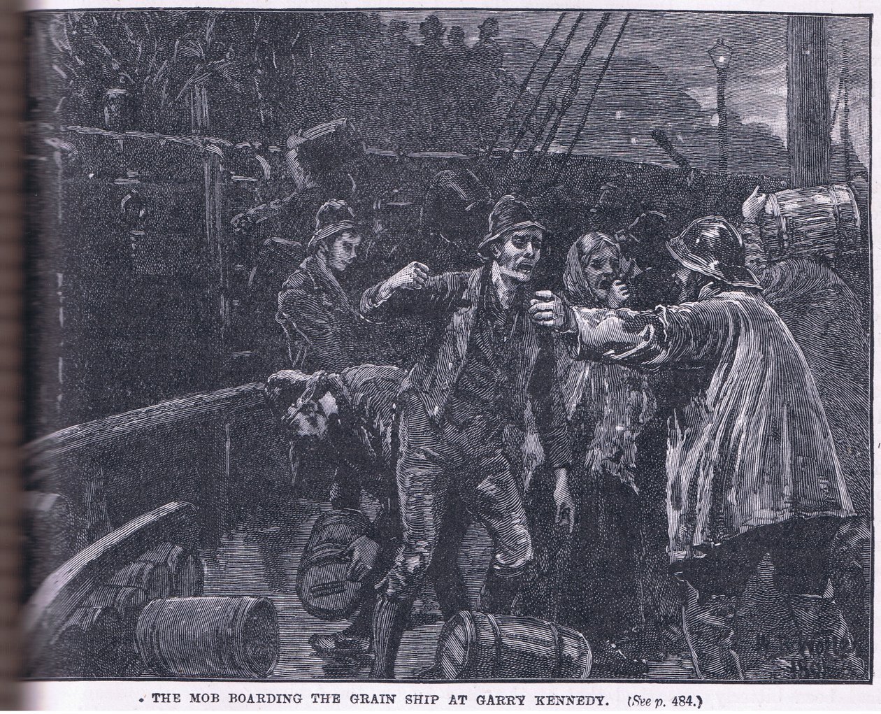 De menigte die een graanschip aan boord gaat bij Garry Kennedy AD 1841 door William Barnes Wollen