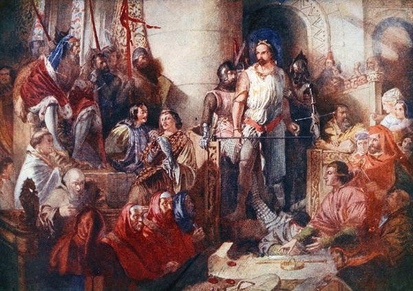 Het proces van Sir William Wallace (ca. 1272-1305) in Westminster, illustratie uit 