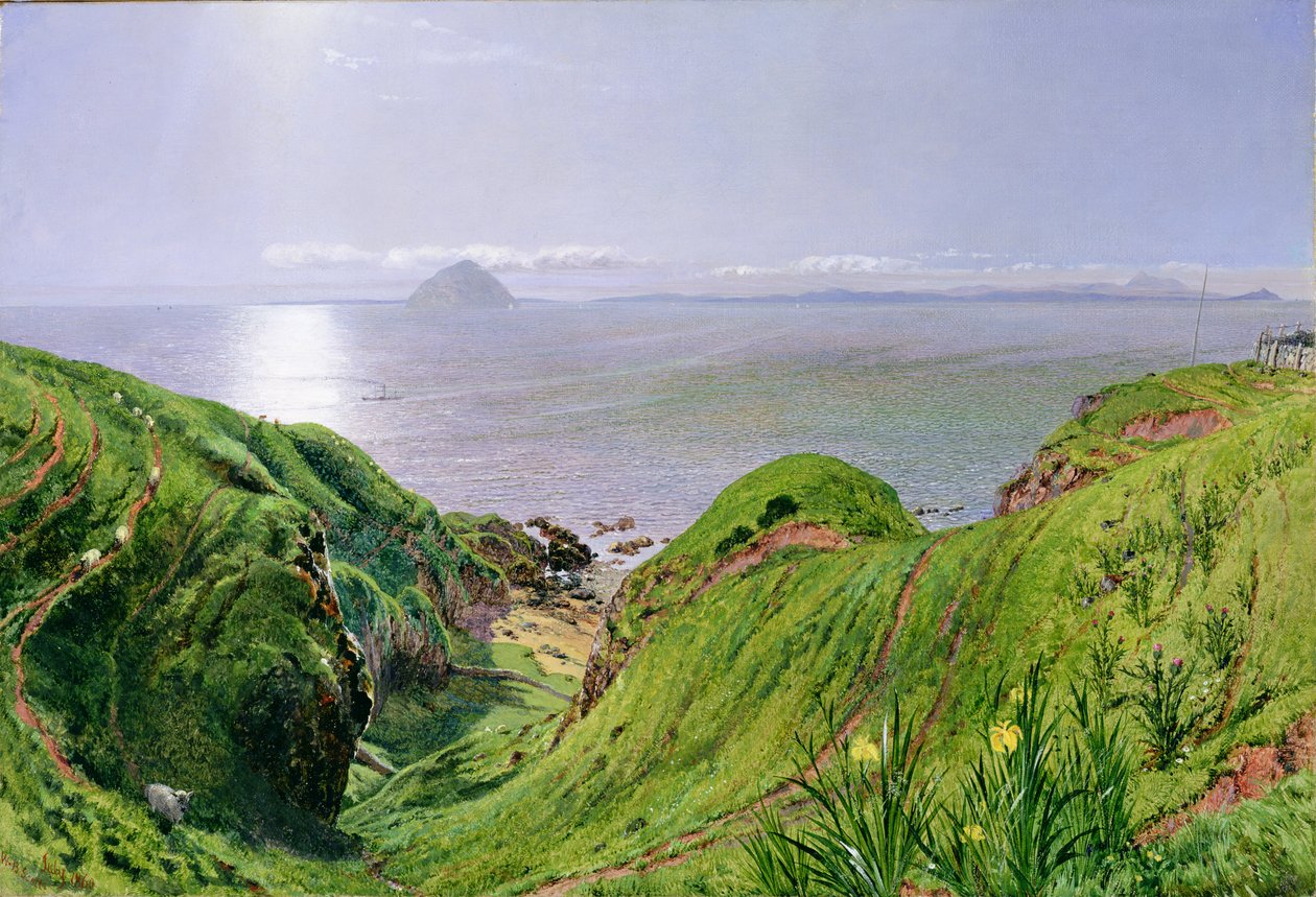 Een Uitzicht op Ailsa Craig en het Eiland Arran door William Bell Scott