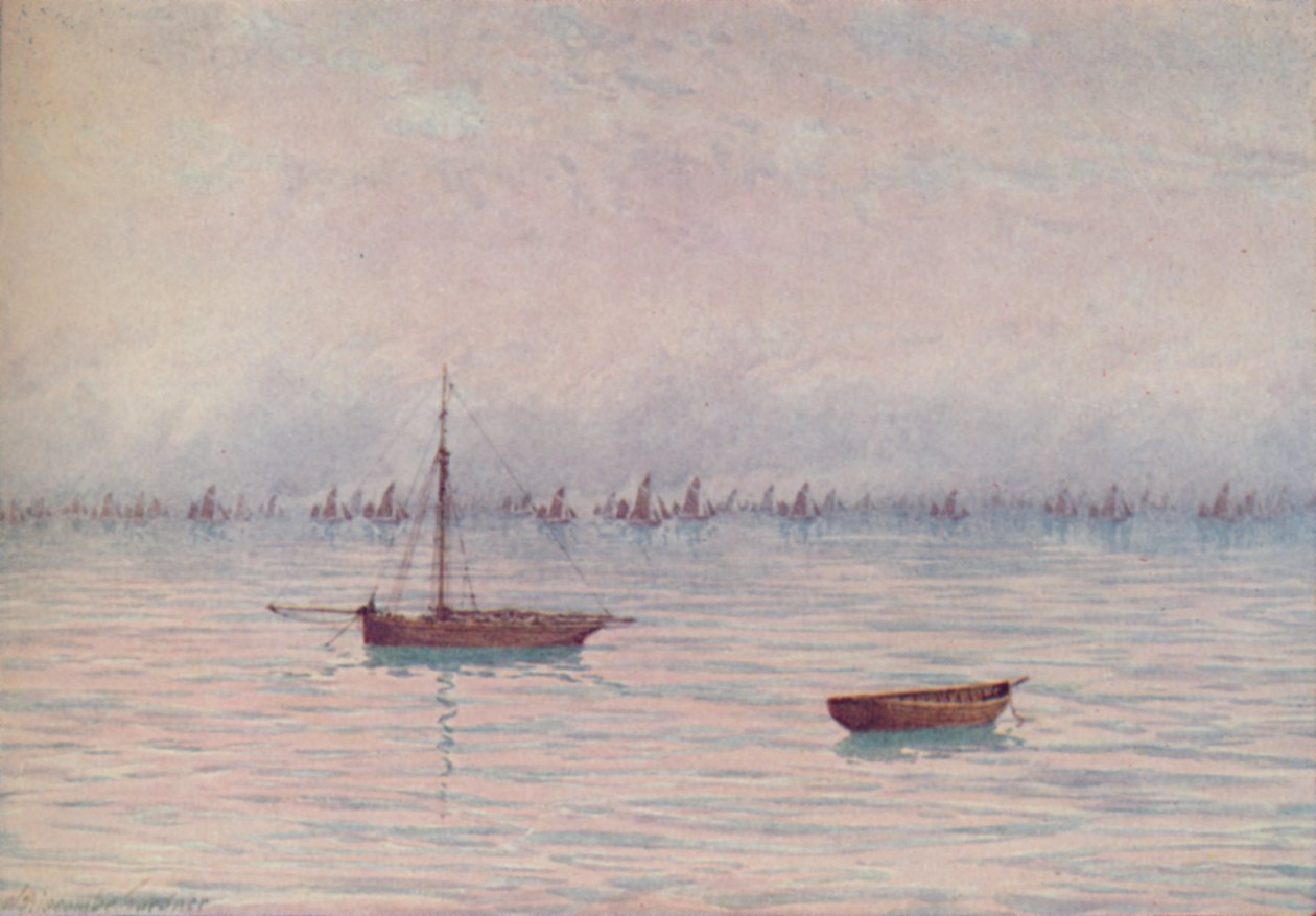 Een vissersvloot, 1910 door William Biscombe Gardner