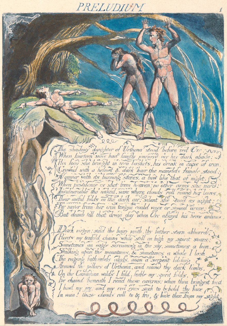 Amerika. Een Profetie, Plaat 3, Preludium - De schaduwachtige dochter... door William Blake
