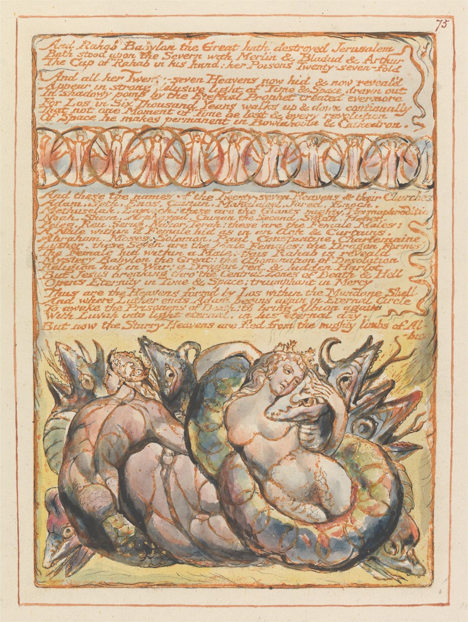 Und Rahab Babylon die Große (Platte 75) door William Blake