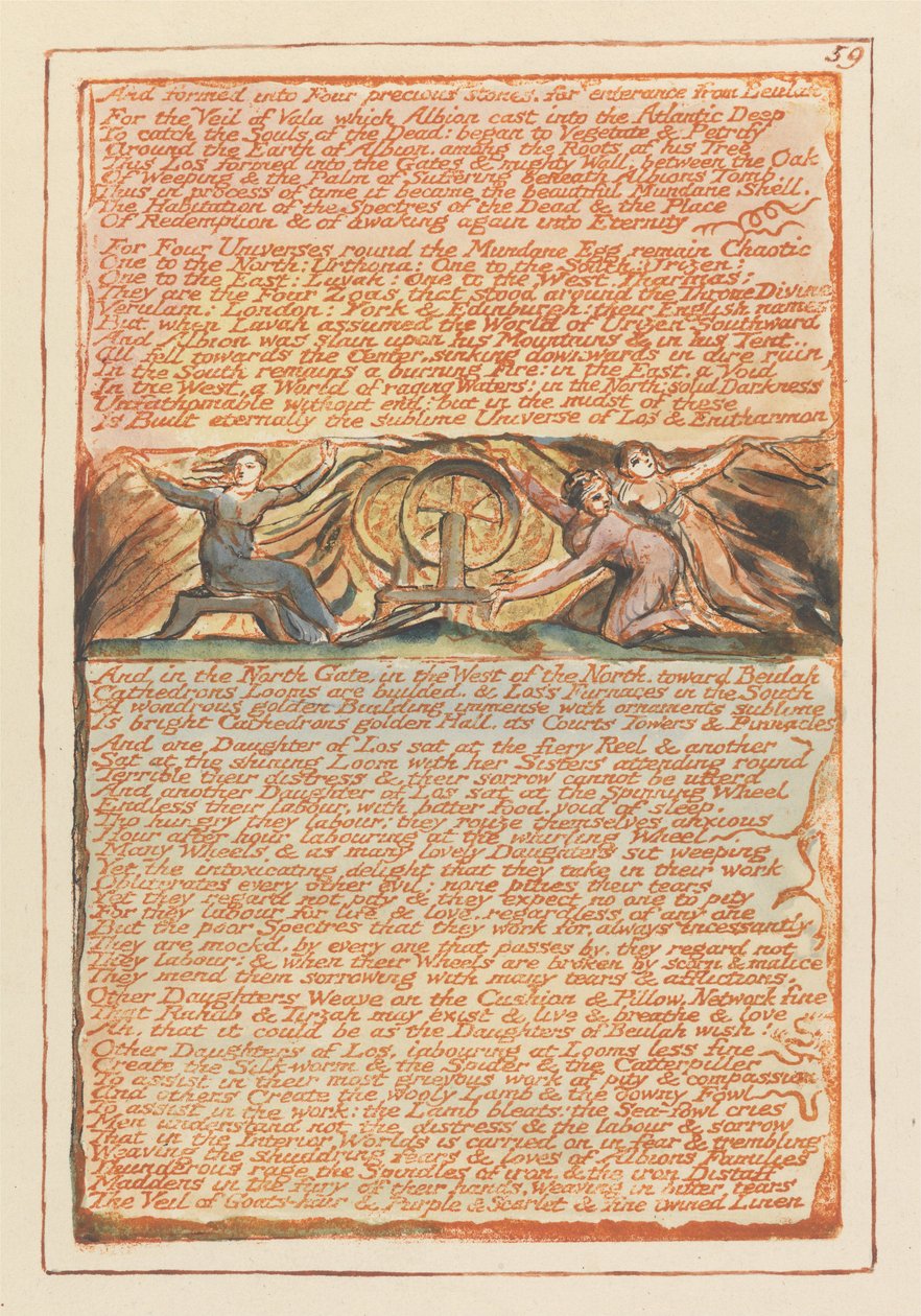 "Und geformt zu vier kostbaren Steinen..." (Platte 59) door William Blake