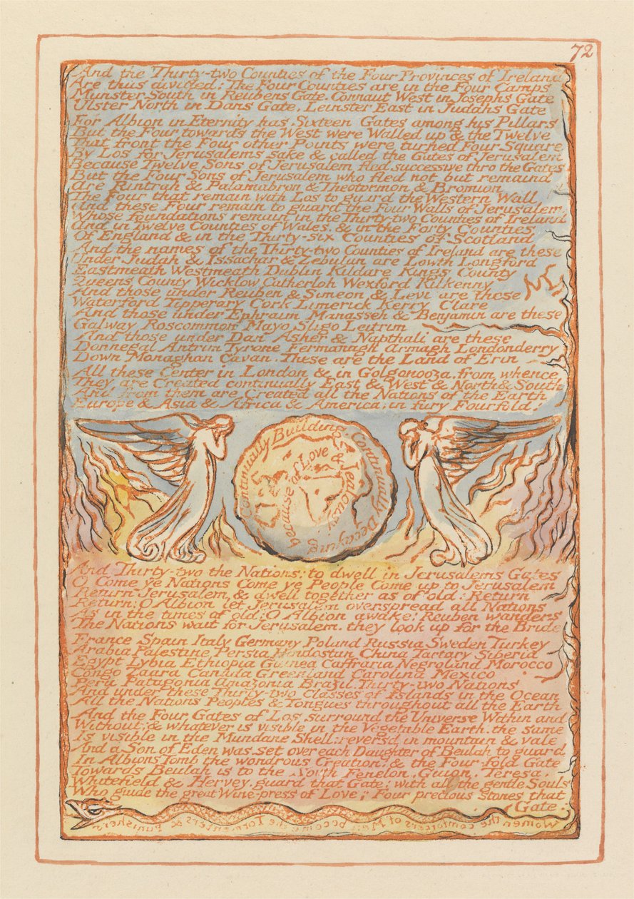 "Und die zweiunddreißig Grafschaften der vier Provinzen Irlands..." (Tafel 72) door William Blake