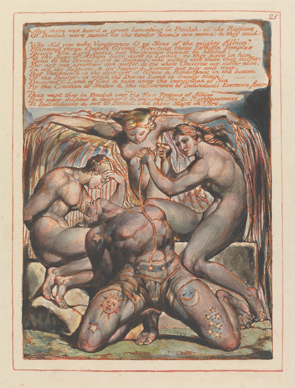 „En er werd een groot gejammer gehoord in Beulah...“; slotvignet van hoofdstuk 1 (plaat 25) door William Blake