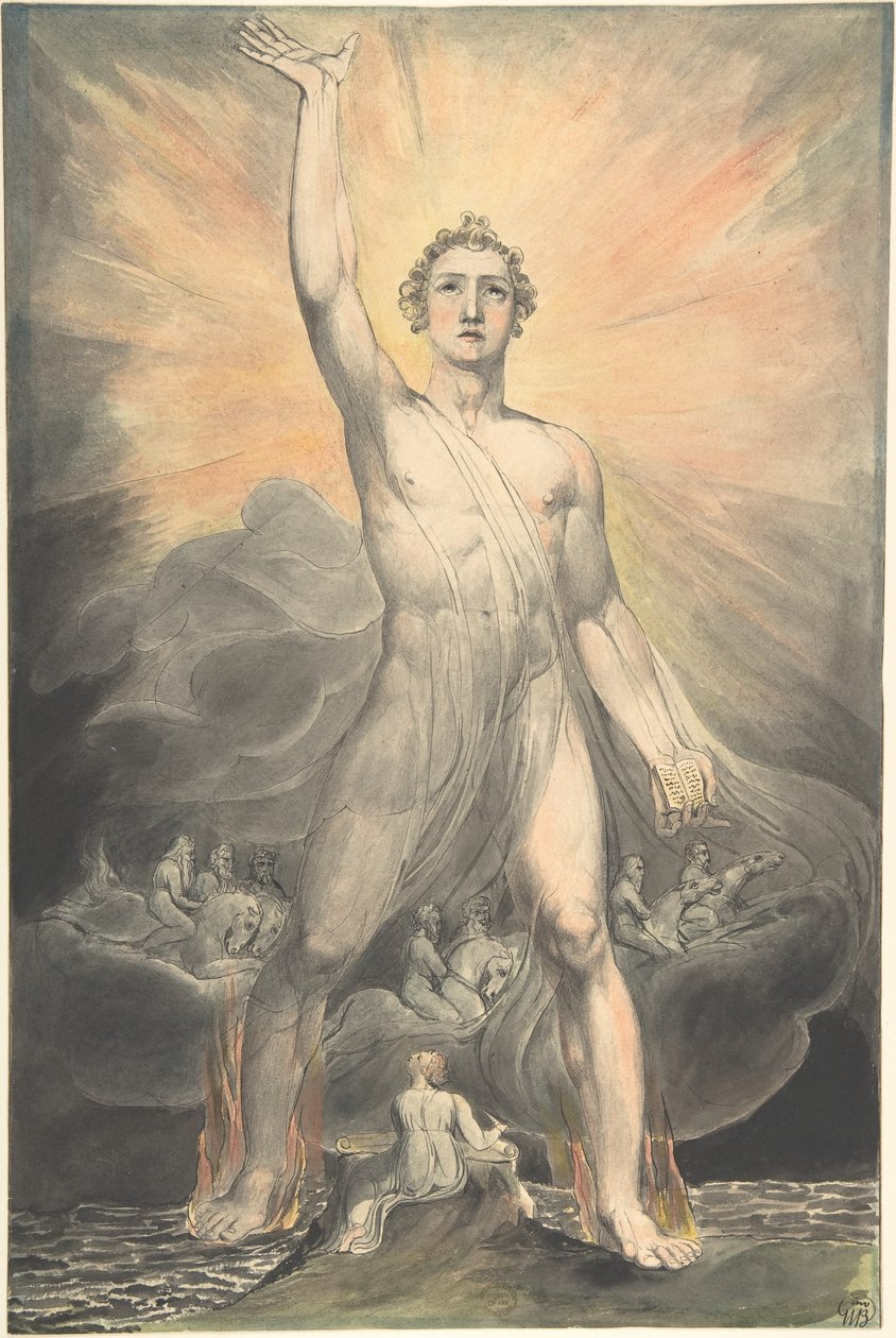 Engel van de Openbaring (Boek Openbaring, hoofdstuk 10) door William Blake
