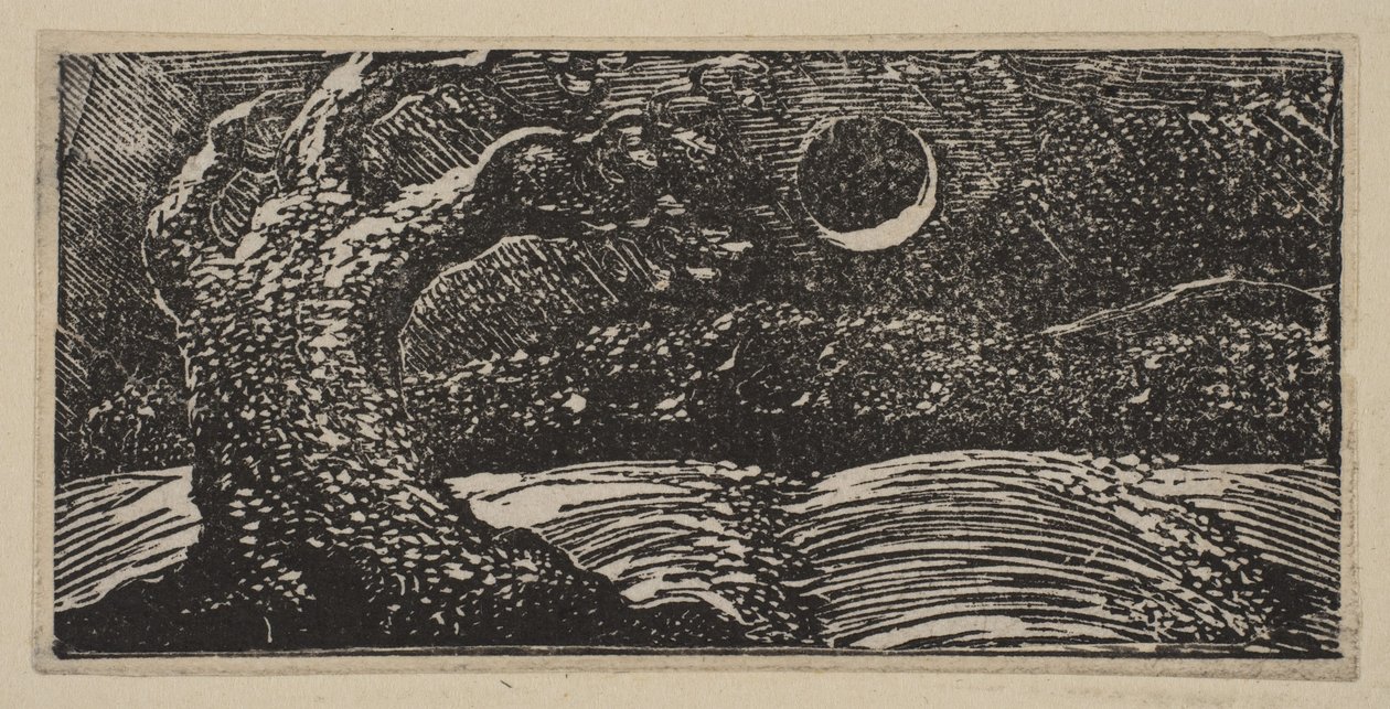 Verwoeste bomen en platgeslagen gewassen, uit Thorntons Pastoralen van Vergilius, 1821 door William Blake