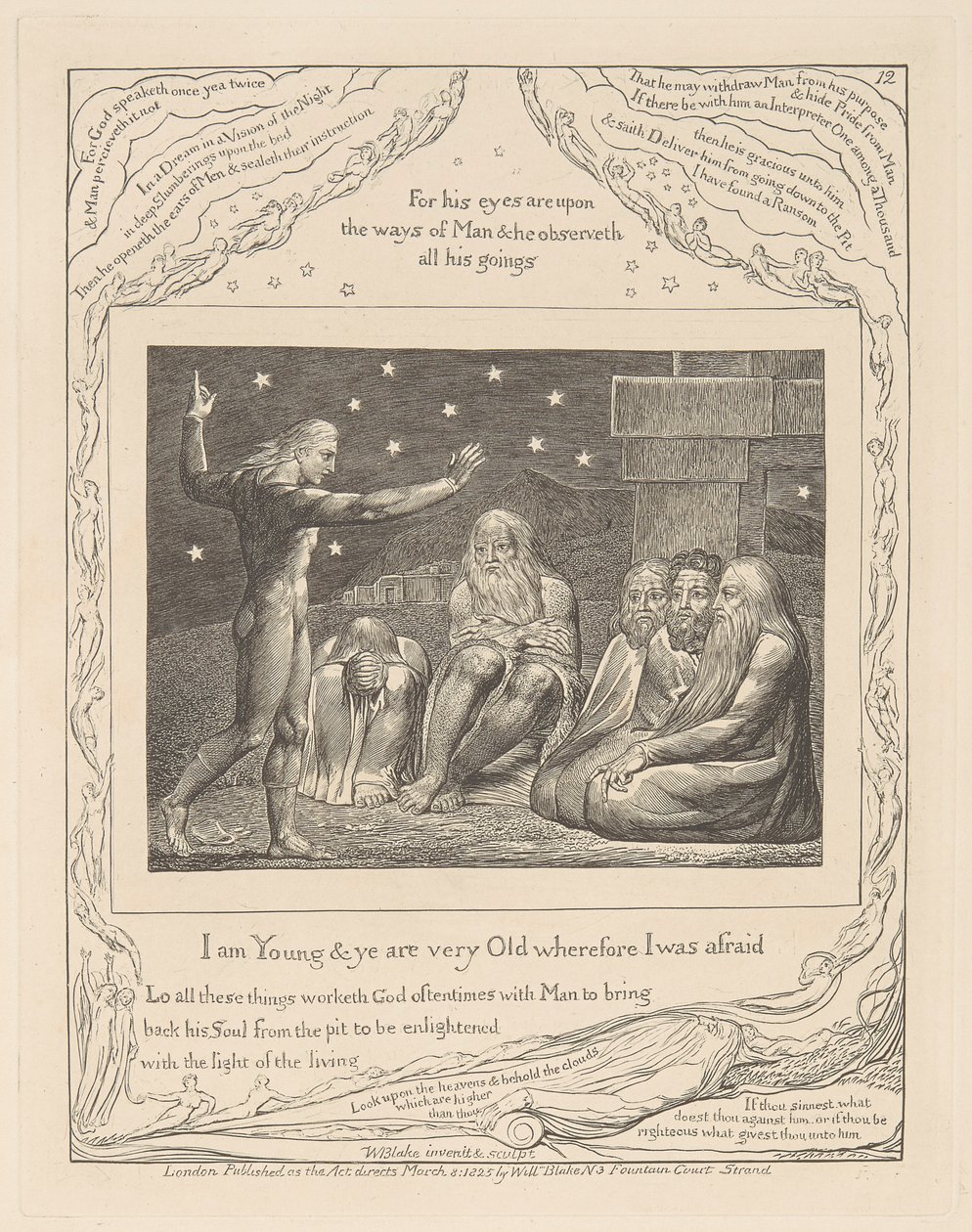Boek van Job, Plaat 12, De toorn van Elihu door William Blake