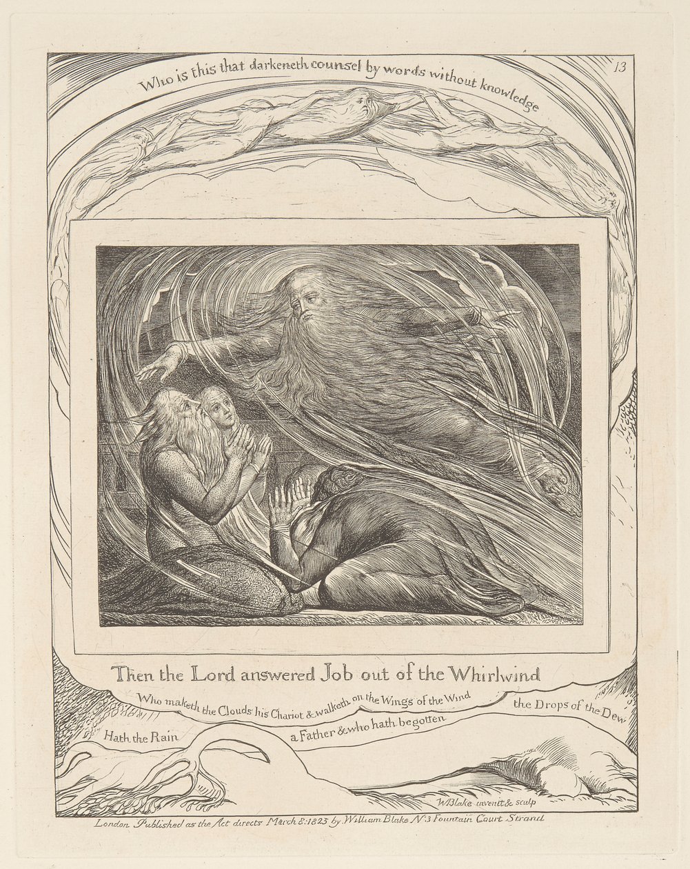 Boek van Job, Plaat 13, De Heer antwoordt Job uit de wervelwind door William Blake